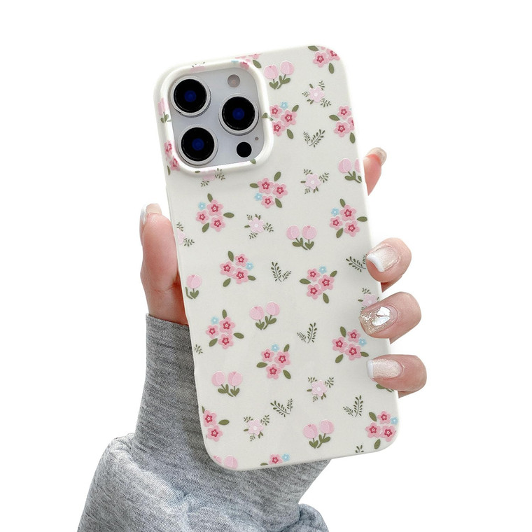 QLTYPRI for iPhone 16 Pro Case, Cute Pink Floral Flower Pattern Aesthetic Phone Case, Raised Camera Protection Soft Slim TPU Shockproof Protective Ph