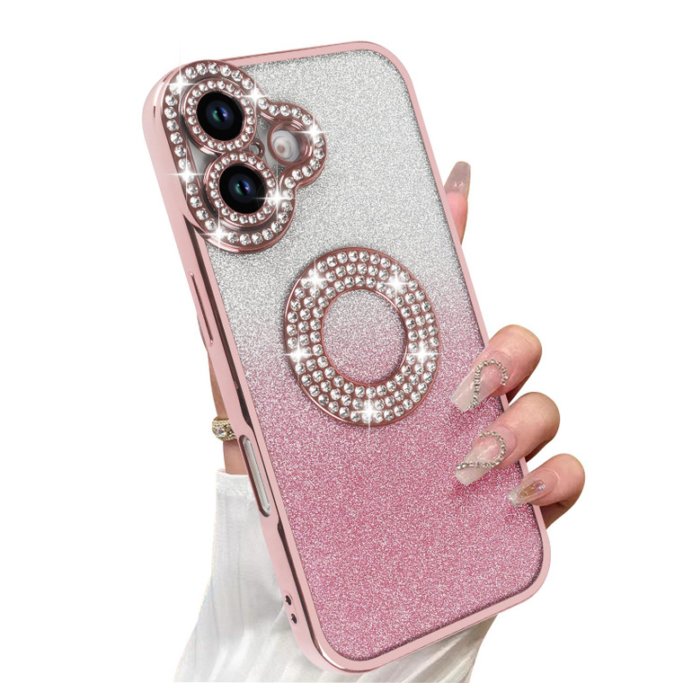 Losin for iPhone 16 Plus Bling Case Women Girls Luxury Gradient Glitter Diamond Case Sparkle Rhinestone Camera Lens Protection Soft Silicone Shockpro