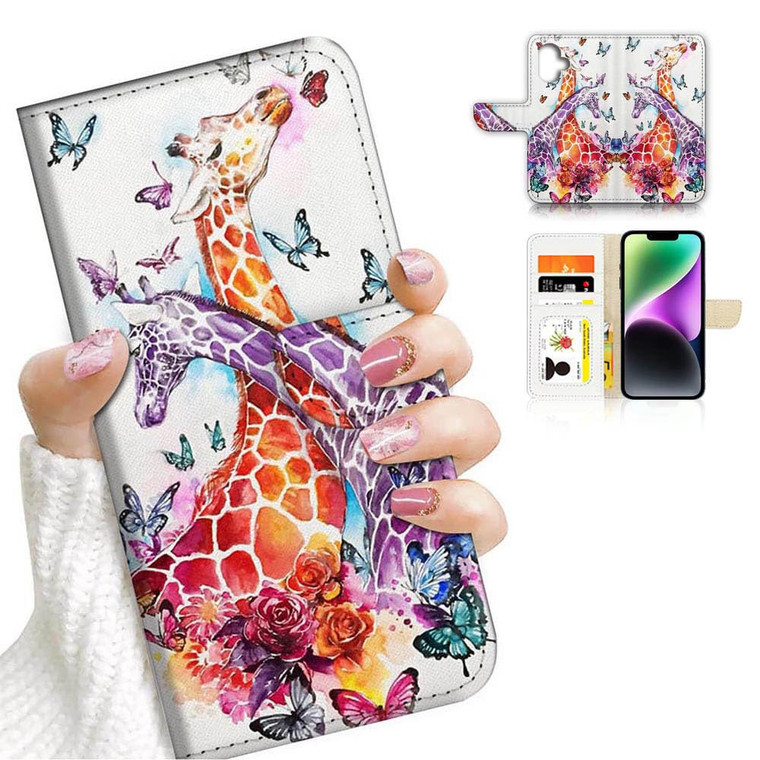 for iPhone 16 Plus, Designed Flip Wallet Phone Case Cover, A31193 Giraffe Lover