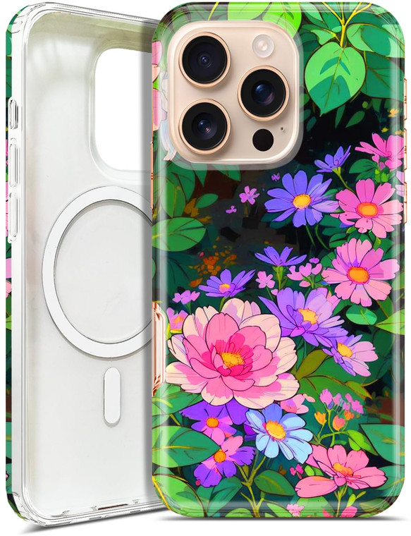 Coolwee Magnetic for iPhone 16 Pro Case for Women, Compatible with MagSafe, Cute for Girls, 10FT Military Grade Protective Cover TPU Bumper for iPhon