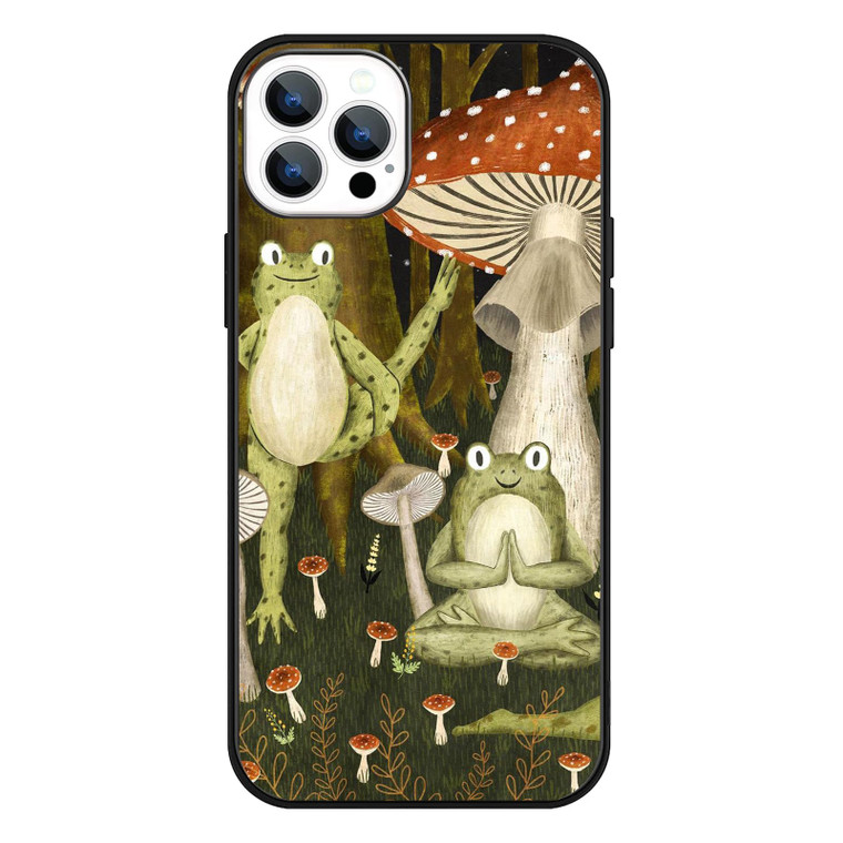 HONGZAOQIYE Compatible with iPhone 16 Pro Max Case, Forst Yoga Frog Mushroom Case for Women Girl Men Boy, Trendy TPU Shockproof Cool Case