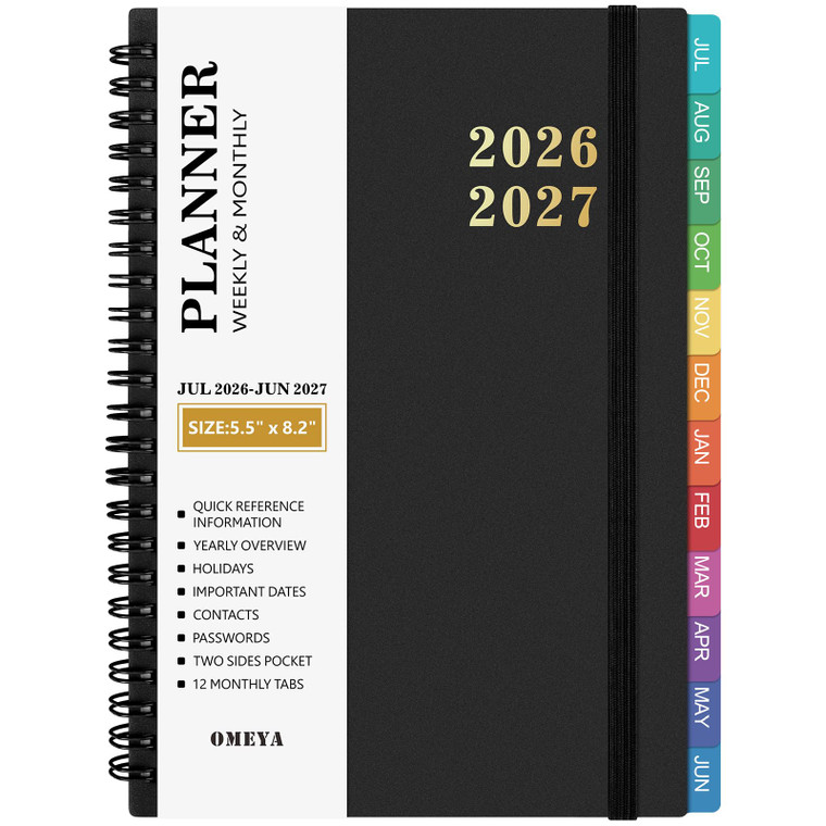 2026 Planner  2026 Planner Weekly and Monthly: Jan. 2026 - Dec. 2026, 5.5" x 8.2", 2026 Calendar Planner with Monthly Tabs, Flexible Cover, Thick Pa