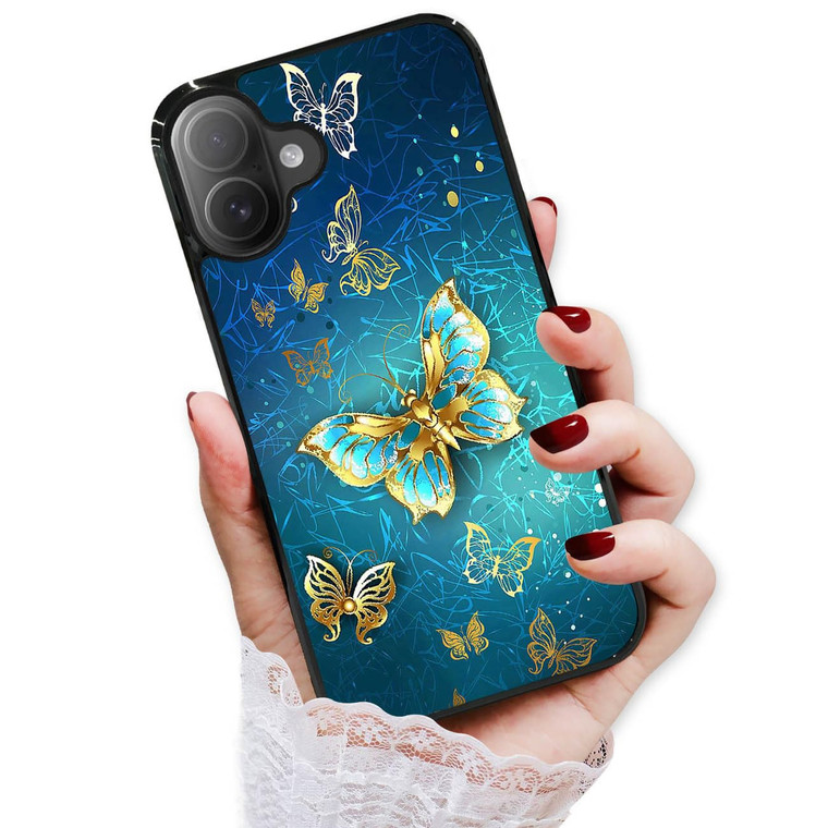 AjourTek for iPhone 16 Plus, Durable Protective Soft Back Case Phone Cover, HOT12154 Blue Butterfly