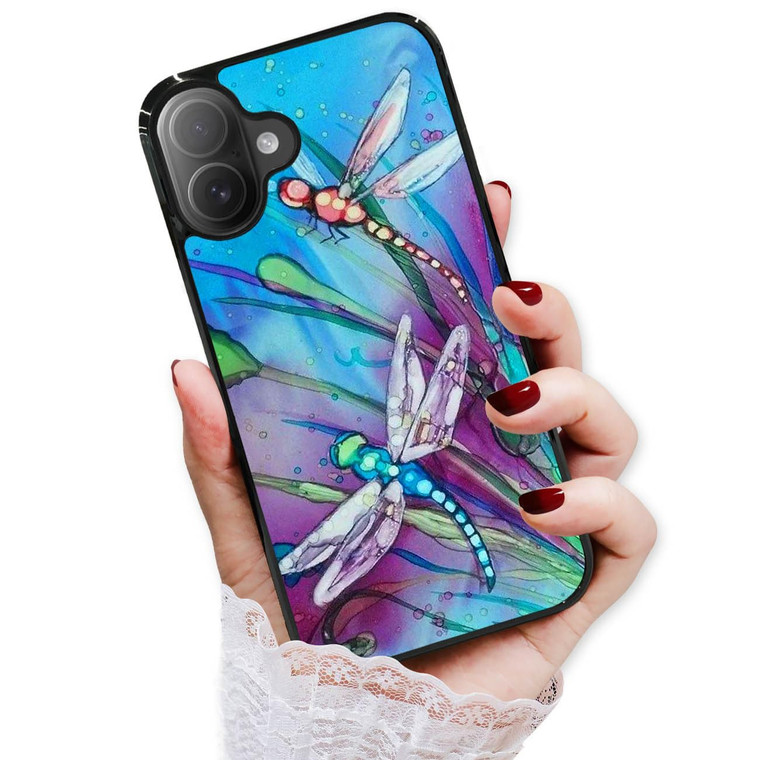 AjourTek for iPhone 16 Plus, Durable Protective Soft Back Case Phone Cover, HOT12283 Blue Dragonfly