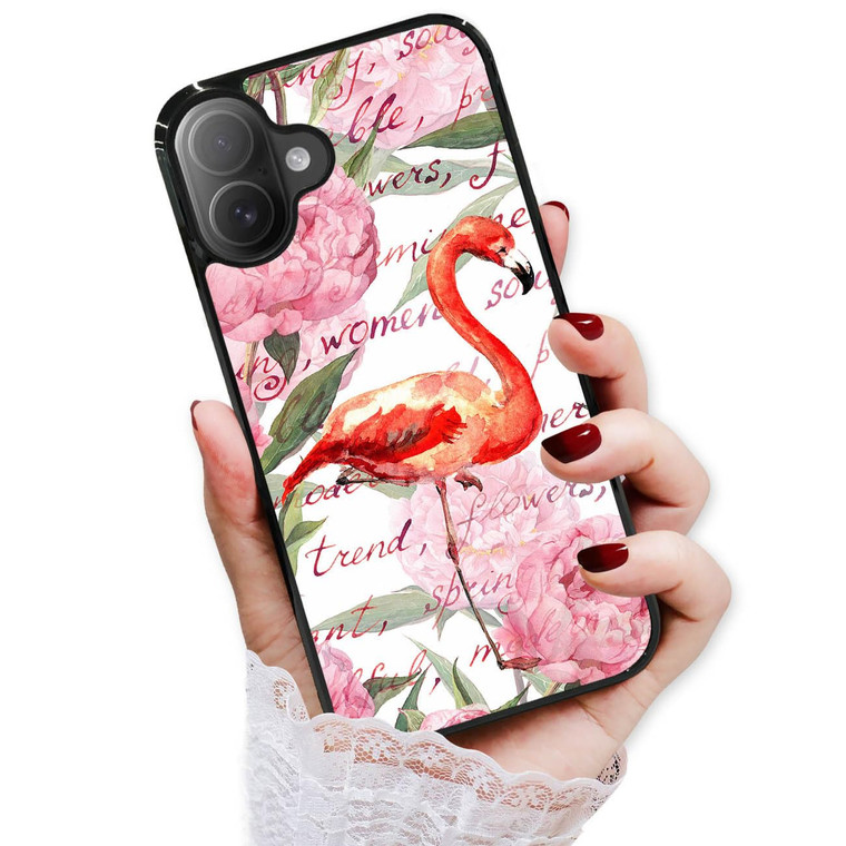 AjourTek for iPhone 16 Plus, Durable Protective Soft Back Case Phone Cover, HOT13456 Tropical Flamingo 13456