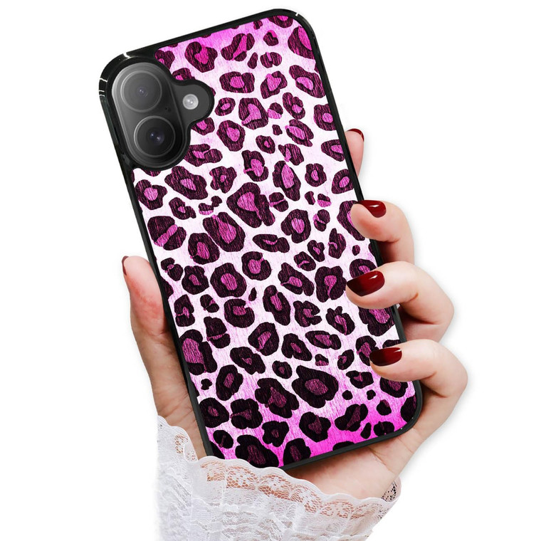 for iPhone 16 Plus, Durable Protective Soft Back Case Phone Cover, HOT12119 Purple Leopard