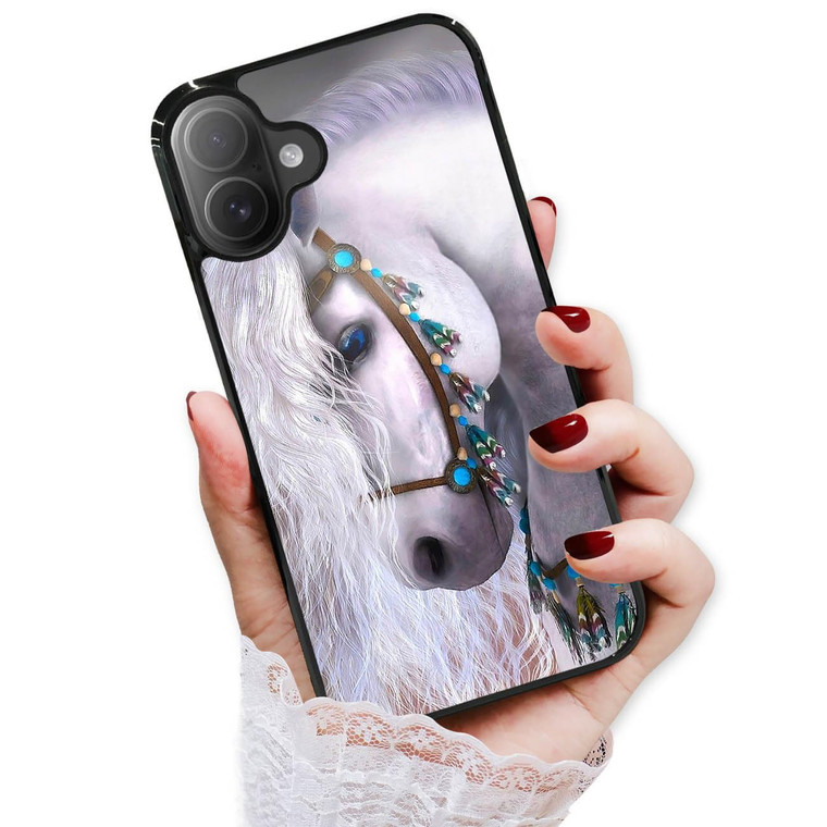 for iPhone 16 Plus, Durable Protective Soft Back Case Phone Cover, HOT12320 White Horse Princess 12320