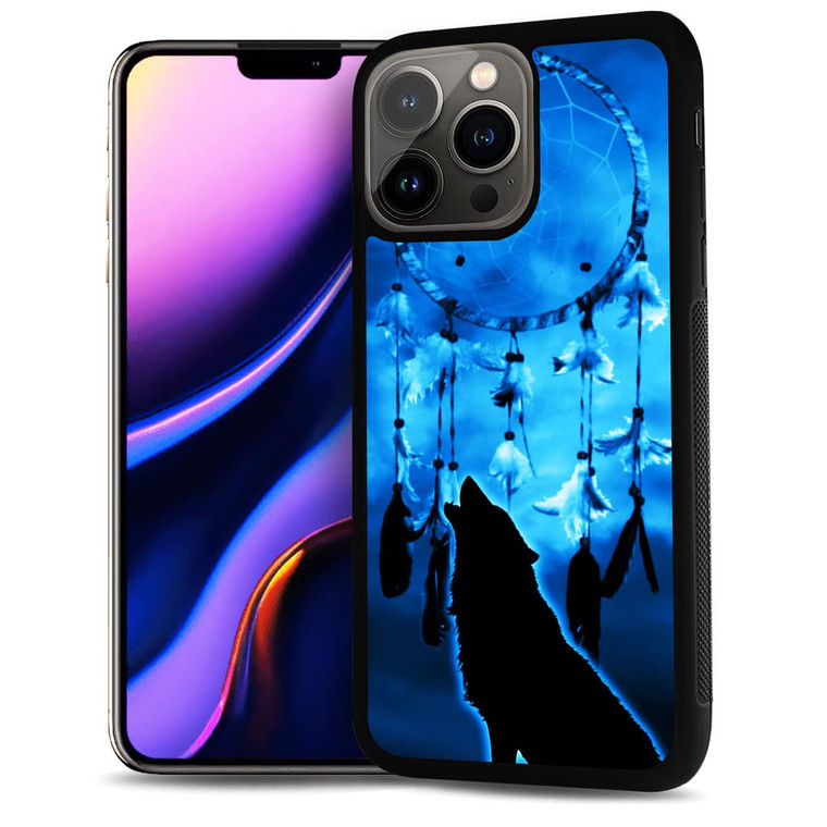 for iPhone 16 Pro Max, Durable Protective Soft Back Case Phone Cover, HOT13564 Spirit Wolf Dream Catcher 13564
