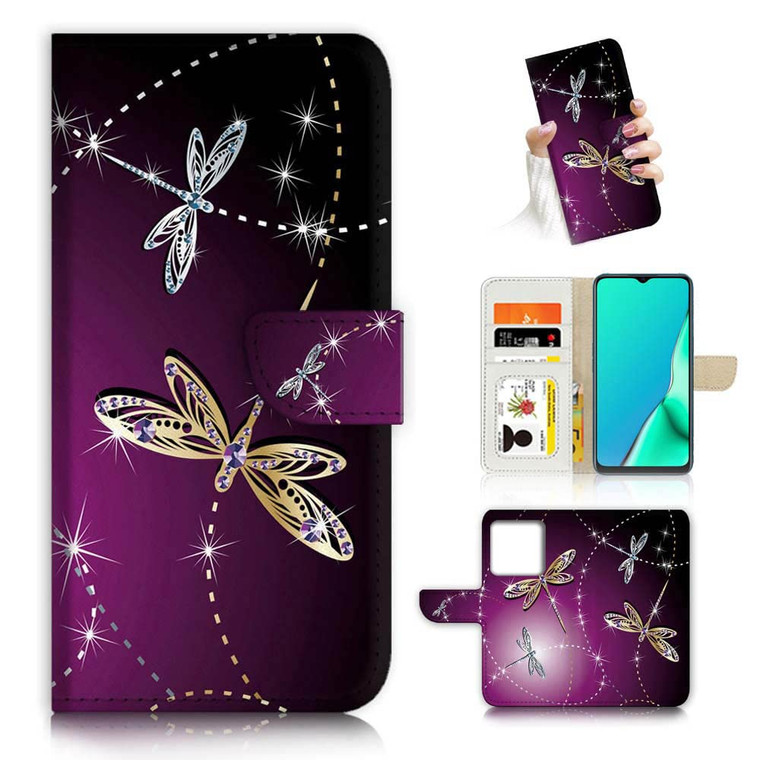 for iPhone 16 Pro, Designed Flip Wallet Phone Case Cover, A20232 Purple Dragonfly 20232