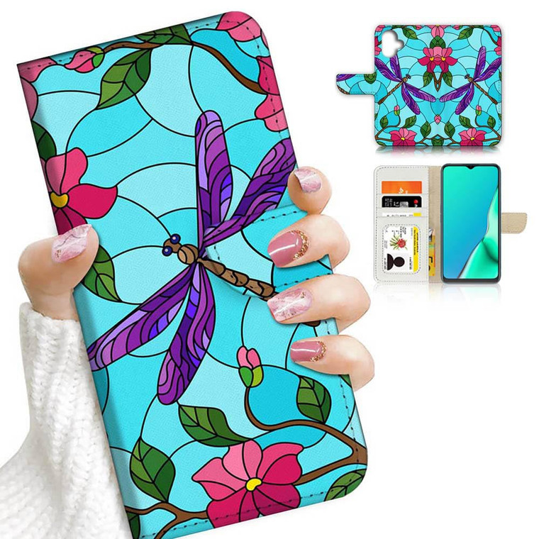 for iPhone 16, Designed Flip Wallet Phone Case Cover, A24463 Art Dragonfly
