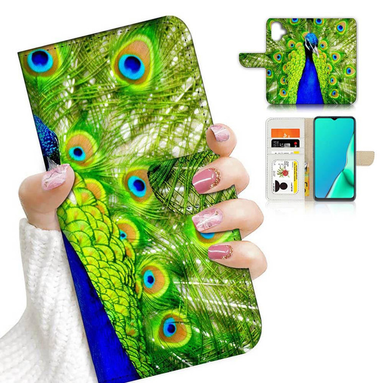 AJOURTEK for iPhone 16, Designed Flip Wallet Phone Case Cover, A20081 Peacock