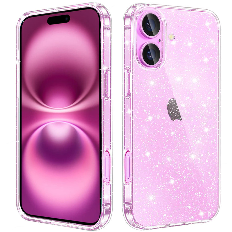 JJGoo Compatible with iPhone 16 Case Clear Glitter, Sparkle Soft TPU Transparent Shockproof Women Girls Slim Bling Sparkly Bumper Cover Phone Case fo