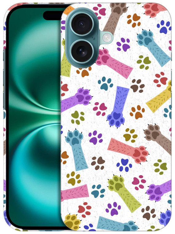 SuzaCase Back Case for iPhone 16 Plus, iPhone 16 Plus Case with Stylish Cat Paw Multicolor Pattern Design Printed Cute, Sleek Durable Hardshell Prote