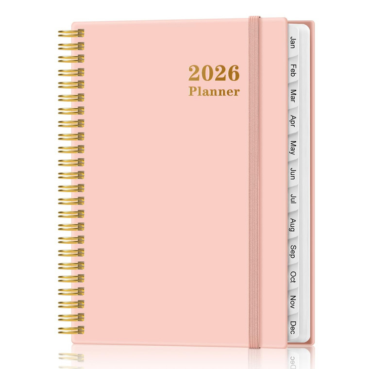 2026 Planner - Weekly and Monthly Calendar Planner from Jan 2026 - Dec 2026, Planner 2026 Spiral Bound with 12 Monthly Tabs, Inner Pocket, Perfect fo