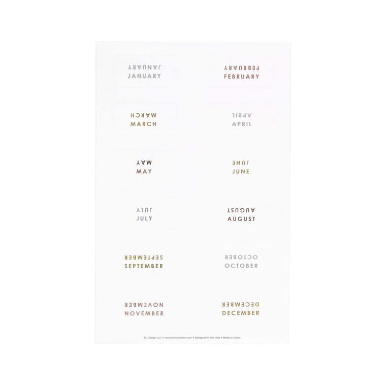 Erin Condren Metallic Monthly Tab Stickers Great for Customizing Tabbed Planners, Organizers, Agendas & Notebooks. 2 Clear Sticker Sheets with 12 Mon