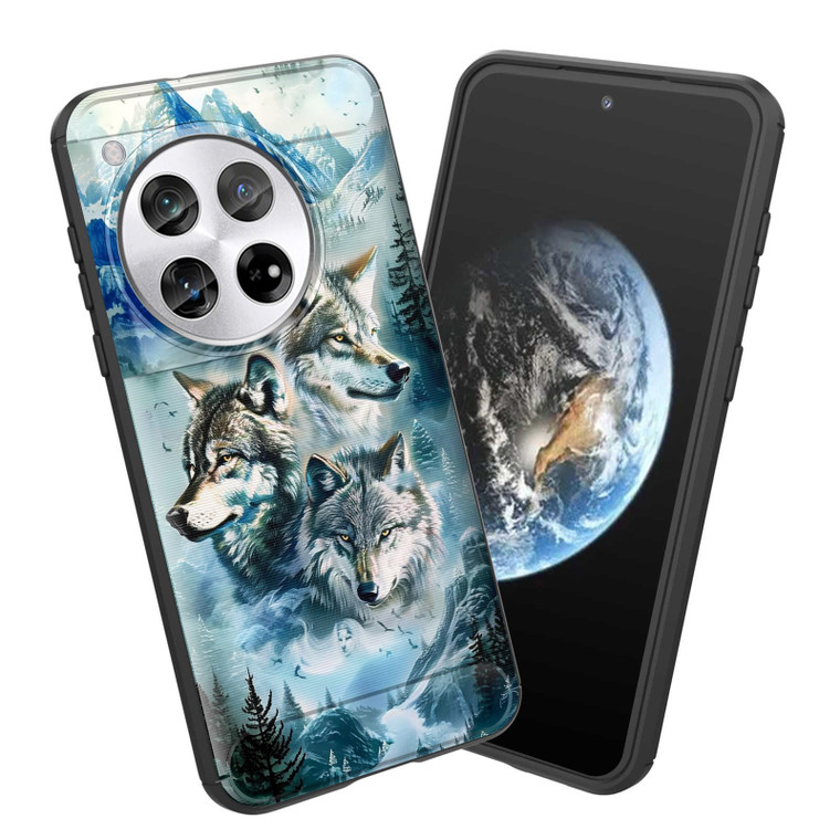 smauncucn for OnePlus 12R Case,Soft TPU Slim Fashion Anti-Fingerprint Non-Slip Protective Phone Case Cover for OnePlus 12R 5G 2024,Mountain Wolf Pack