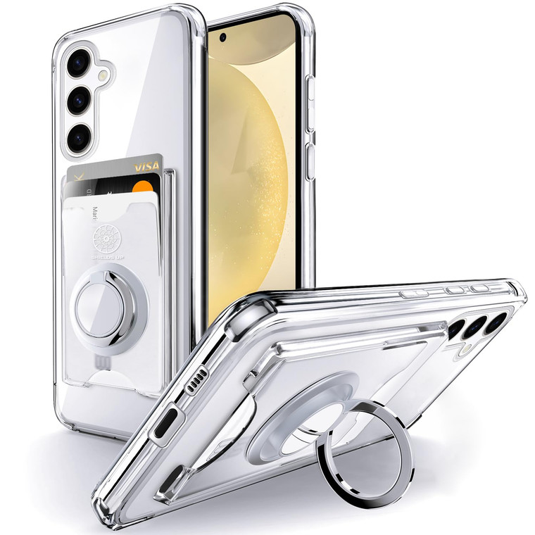 Shields Up for Samsung Galaxy S24 FE Case, Minimalist Wallet Case with Card Holder & Ring Stand, [Drop Protection] Slim Protective Shockproof Cover f