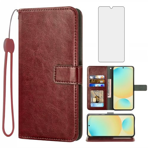 Asuwish Compatible with Samsung Galaxy A16 5G/4G Wallet Case Tempered Glass Screen Protector and Leather Flip Cover Card Holder Stand Cell Accessorie