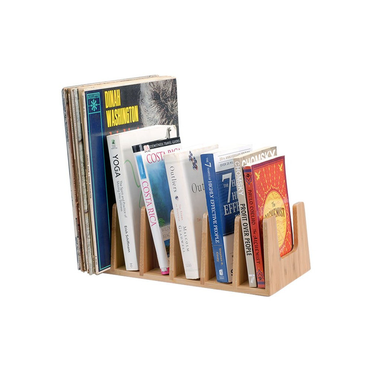MobileVision Bamboo Versatile 6 Dividers/Sections Orgainzer for Book Rack, Video, CD, Record Organizer (7" L x 14" W x 5 H)