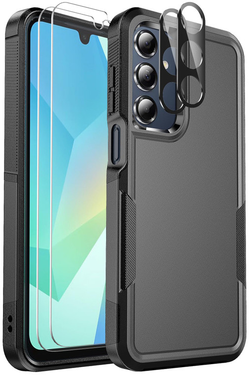 Ezanmull for Samsung Galaxy A16 5G Phone Case, [Military Grade Drop Protection] [Glass Screen Protector + Camera Lens Protector] Non-Slip Shockproof