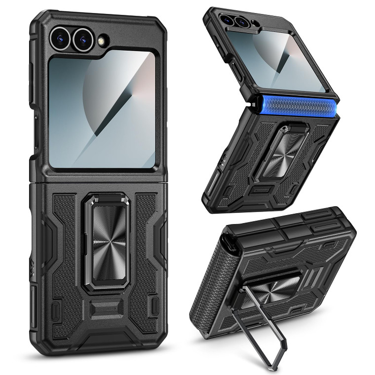 VEGO for Samsung Z Flip 6 Case with Stand, [Hinge Protection][Screen Protector] Full Body Drop Protection Cover Protective Magnetic Phone Case for Sa