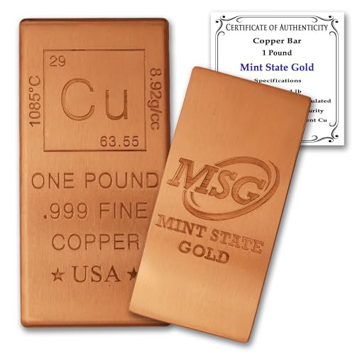 Copper Cube Paperweight 10 oz - 999 Pure Chemistry Element Design with Certificate of Authenticity by Mint State Gold