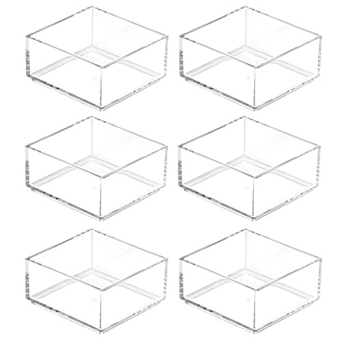 mDesign Plastic Square Desk Organizer Tray for Home Office, Drawers, Desktop, Holder for Pens, Paper Clips, Office Supply Accessory - Lumiere Collect