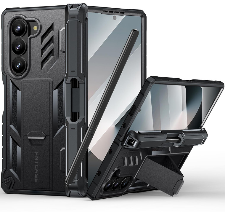 FNTCASE for Samsung Galaxy Z-Fold-6 Case: Military Grade 360 Full-Body Protective S-Pen Holder Hinge Protection Heavy Duty Shockproof Phone Cover wit