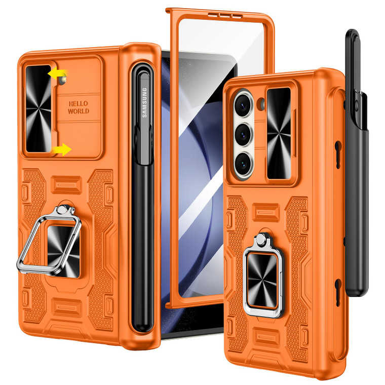 VEGO for Galaxy Z Fold 5 Case with Stand, with [S Pen Holder][Hinge Protection][Rotating Kickstand][Slide Camera Cover][Front HD Screen Protector] Pr