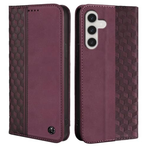 Wallet Case for Samsung Galaxy A26/A16 5G 6.7 inch 2025/2024 - PU Leather Flip Cover with Card Holder Slots, Strong Magnetic Folio Phone Case, Wine R