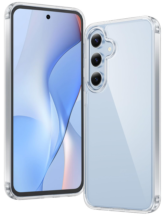 FNTCASE for Samsung Galaxy S24-FE Case: Clear Military Grade Drop Protection Anti Yellowing Slim Case - Rugged Shockproof Protective Transparent Cell