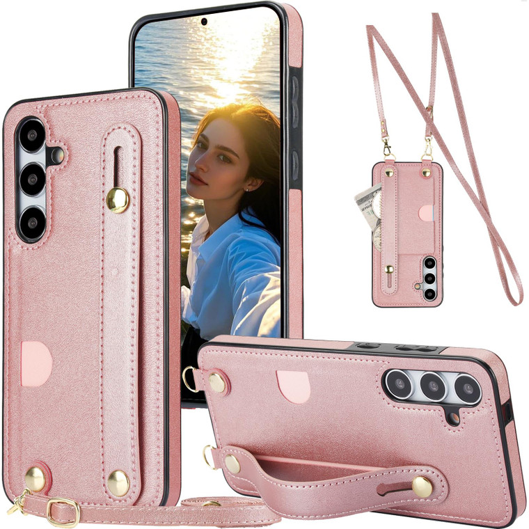 Ephoou Wallet Case for Samsung Galaxy S24 FE 6.7", PU Leather Crossbody Phone Case with Card Slots, Removable Shoulder Strap, Shockproof Protective C