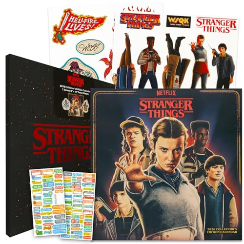 Stranger Things Calendar 2026 - Deluxe 2026 Stranger Things Collector's Edition Calendar Bundle with Decals and Over 100 Reminder Stickers (Hellfire