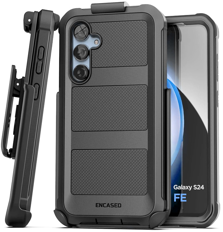 Encased Belt Case for with Samsung Galaxy S24 FE with Screen Protector and Holster Clip, Full Body Rugged Cover (for FE-Model Only)