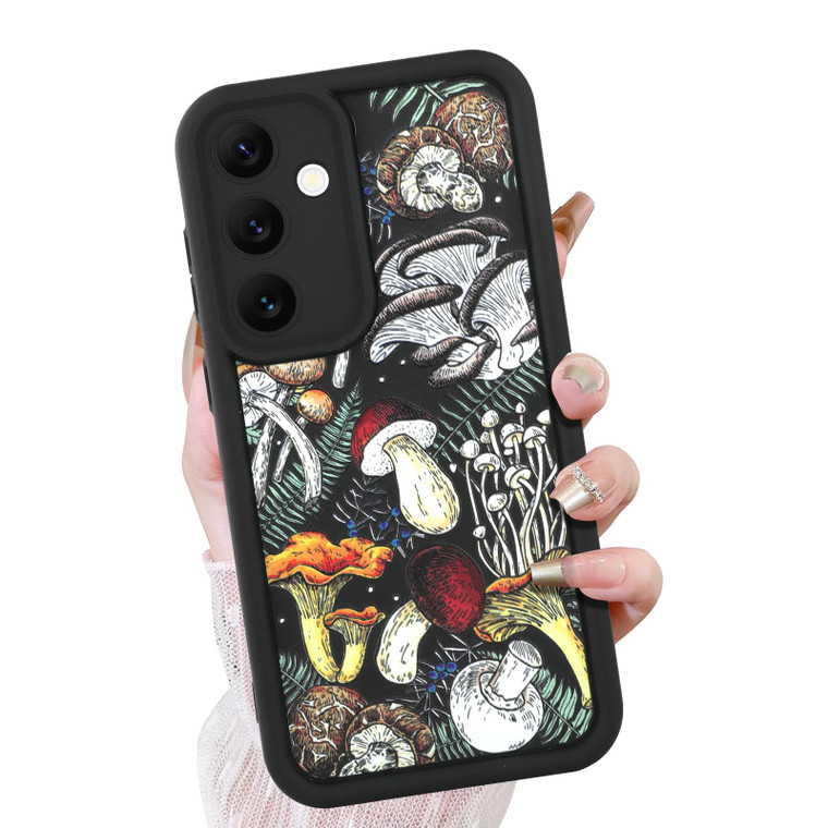 KANGHAR Black Case for Samsung Galaxy S24 Fe Case, Cute Mushroom Art Design Soft TPU Shockproof Protective for Women Girls Slim Phone Cover-Black