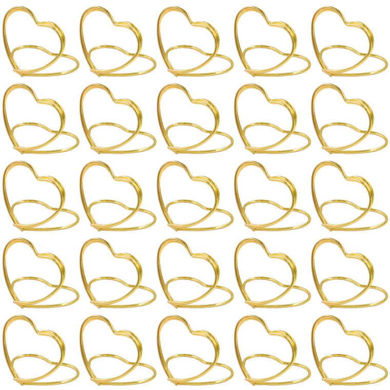 Bonsicoky 60 Pack Gold Heart Shape Place Card Holder - Mini Table Photo Picture Holders for Wedding Party Birthday Office