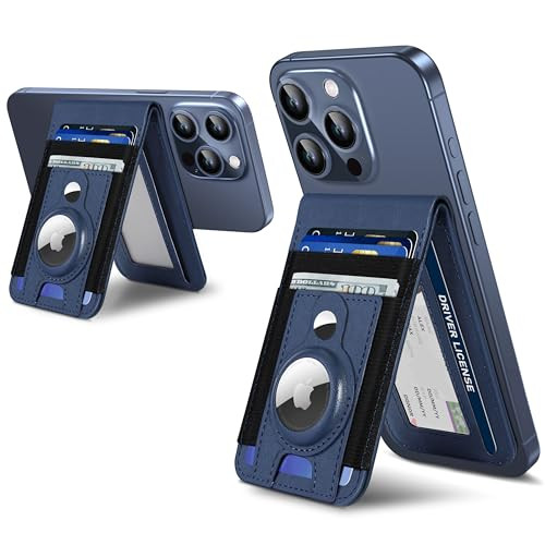 For Magsafe Wallet Stand with Airtag Holder, Strongest Magnetic Phone Wallet for iPhone 17/16/15/14/13/12 Series, ID Window, 4 Card Slots, 10 Cards H