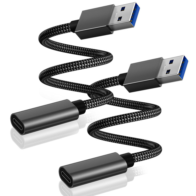 Basesailor USB 3.0 to USB C Adapter 0.75FT 2Pack,USBC Female to A Male Cable,5Gbps 3.1 Type C Charger Connector for Apple iPhone 17 Air 16 16e 15 Pro