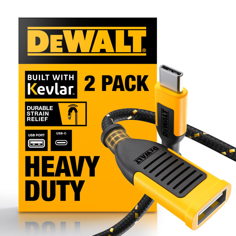 DEWALT USB to USB C Adapter 2Pack, USBC Male to A Female OTG Charger Type C Converter for Apple Watch Ultra 7 8 9, iPhone 15 14 13 Plus Pro Max, AirP