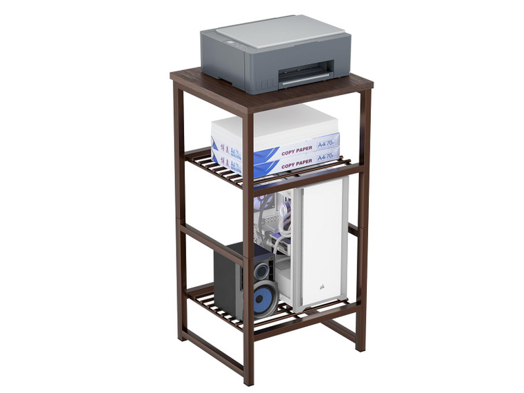 GEORIS 4 Tier Printer Stand, Spacious Floor Mount, Metal, Industrial, Printer Table Holder with Storage Shelf for Home Office Fax Machine Scanner