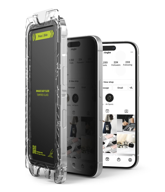Ringke Easy Slide Privacy Tempered Glass [Anti Spy] Compatible with iPhone 16 Plus and iPhone 15 Plus Screen Protector, Easy to Install Case Friendly