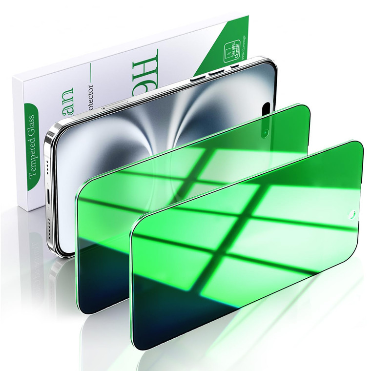 Pokolan [2 Pack Green Privacy Screen Protector for iPhone 16 Pro, Full Coverage Tempered Glass, Anti-Spy, Cool Green Colorful, Anti-Scratch