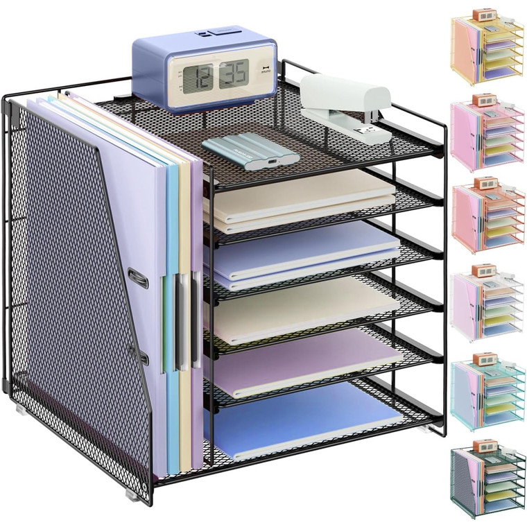 gianotter 6-Tier Paper Organizer With Magazine Holder, Desk Organizers and Accessories, Desk Accessories & Workspace Organizers, File Organizer for O
