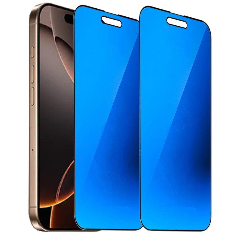BWEDXEZ 2 Pack Anti-Blue Privacy Tempered Glass for iPhone 16 Pro Anti-Spy Screen Protector Film Electroplated Blue 6.3 inch