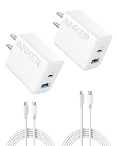 Anker iPhone 17/16 Charger, 2-Pack 20W Fast USB C Charger Block, for iPhone 17/16/16 Pro Max/15 Series/iPad Pro and More (2 Pack & 2 Cable) (White)