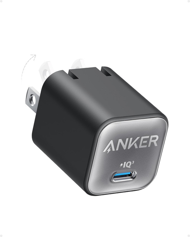 Anker Nano Charger, USB C GaN Charger 30W, PIQ 3.0 Foldable PPS Fast Charger for iPhone 17 / 16 and more series, Galaxy, iPad, Compatible with MagSaf