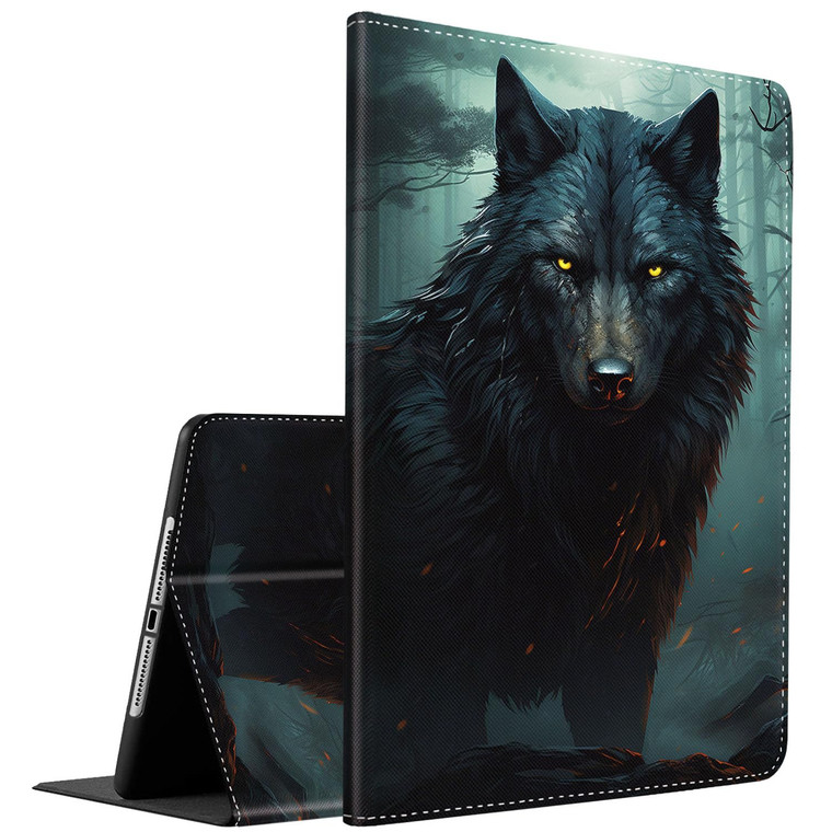 Case for New iPad Pro 11 Inch Case (M4, 5th Generation 2024), Multi-Angle Smart Stand Cover Auto Sleep/Wake for New iPad Pro 11 2024, Black Wolf