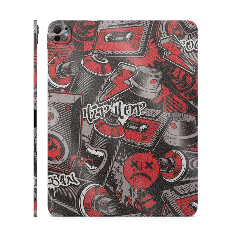 Glossy Glitter Skin Compatible with Apple iPad Pro 11 (M4) 2024 - Red Hip Hop - Premium 3M Vinyl Protective Wrap Decal Cover - Easy to Apply | Crafte
