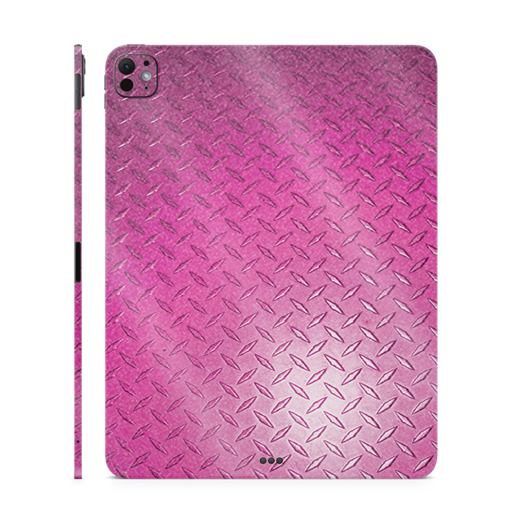 Glossy Glitter Skin Compatible with Apple iPad Pro 11 (M4) 2024 - Pink Diamond Plate - 3M Vinyl Protective Decal Cover - Easy to Apply | Crafted in T