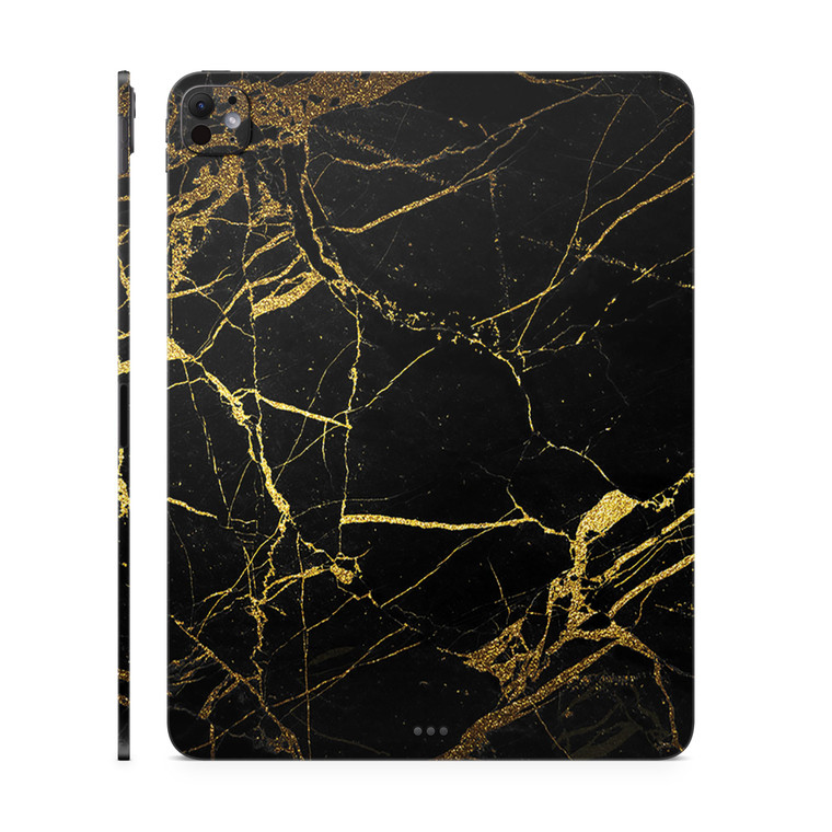 Skin Compatible with Apple iPad Pro 13 (M4) 2024 - Black Gold Marble - Premium 3M Vinyl Protective Wrap Decal Cover - Easy to Apply | Crafted in The